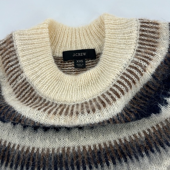 J Crew sweater Women's Fair Isle yoke puff-sleeve neutral classic traditional‎ - Picture 5 of 10